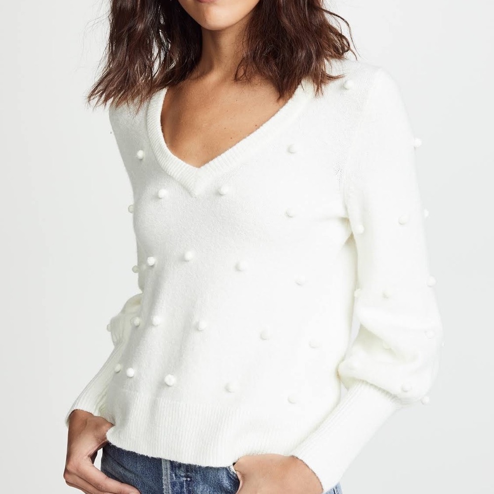Madewell Bobble Dashboard winter white V-Neck wool blended cozy yarn sweater - Picture 3 of 14